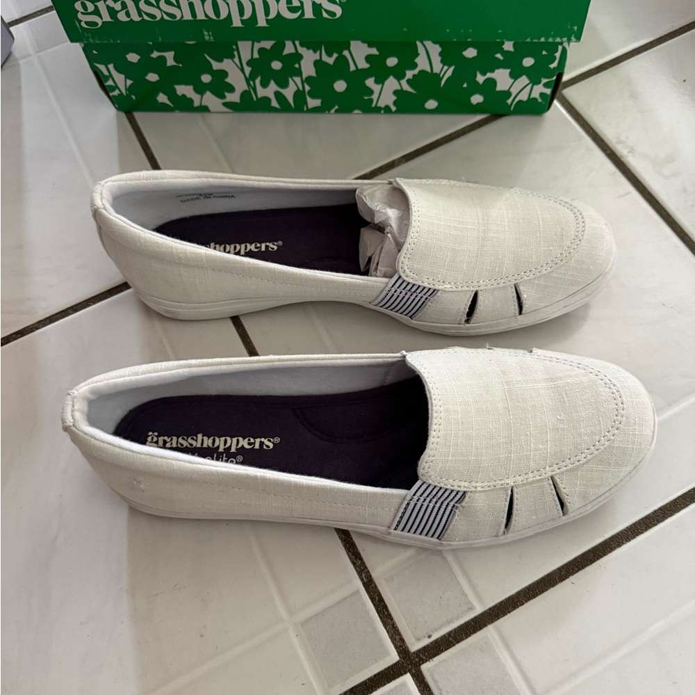 Grasshoppers White and Blue Slip-On Shoes
